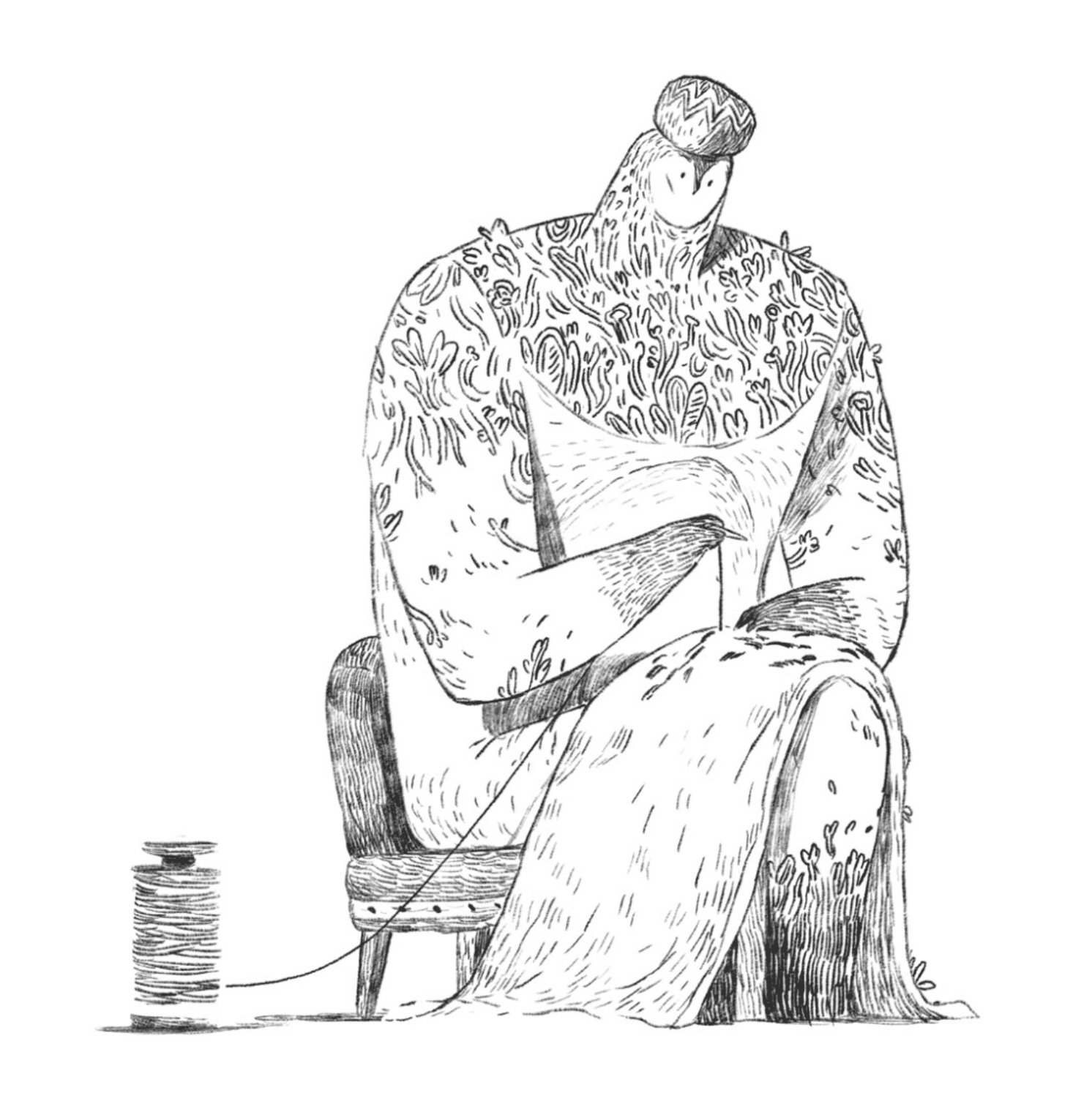 Illustrated figure sewing fabric